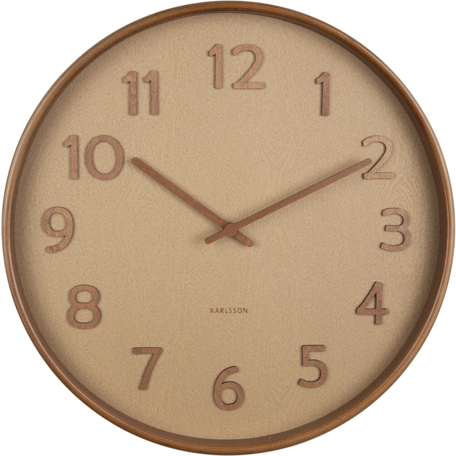 Karlsson Pure Wood Grain Wanduhr - sand brown - Ø 40 cm - Tiefe: 4,5 cm