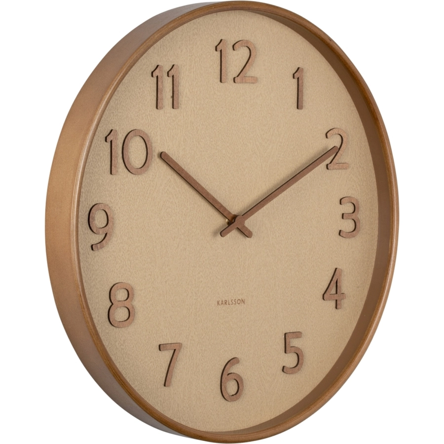 Karlsson Pure Wood Grain Wanduhr - sand brown - Ø 40 cm - Tiefe: 4,5 cm