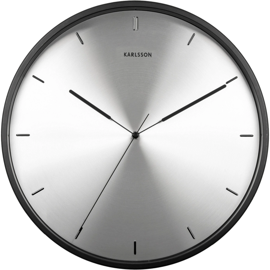 Karlsson Finesse Wanduhr - nickel/black case - Ø 40 cm - Tiefe: 6 cm