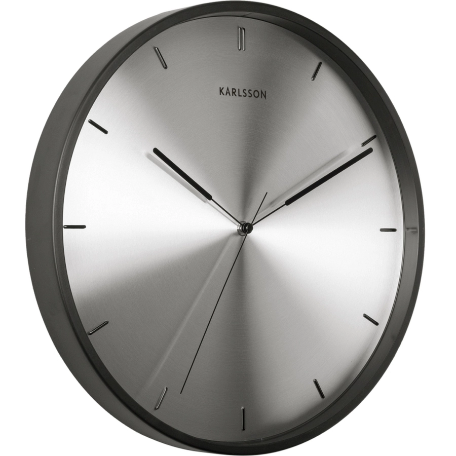 Karlsson Finesse Wanduhr - nickel/black case - Ø 40 cm - Tiefe: 6 cm