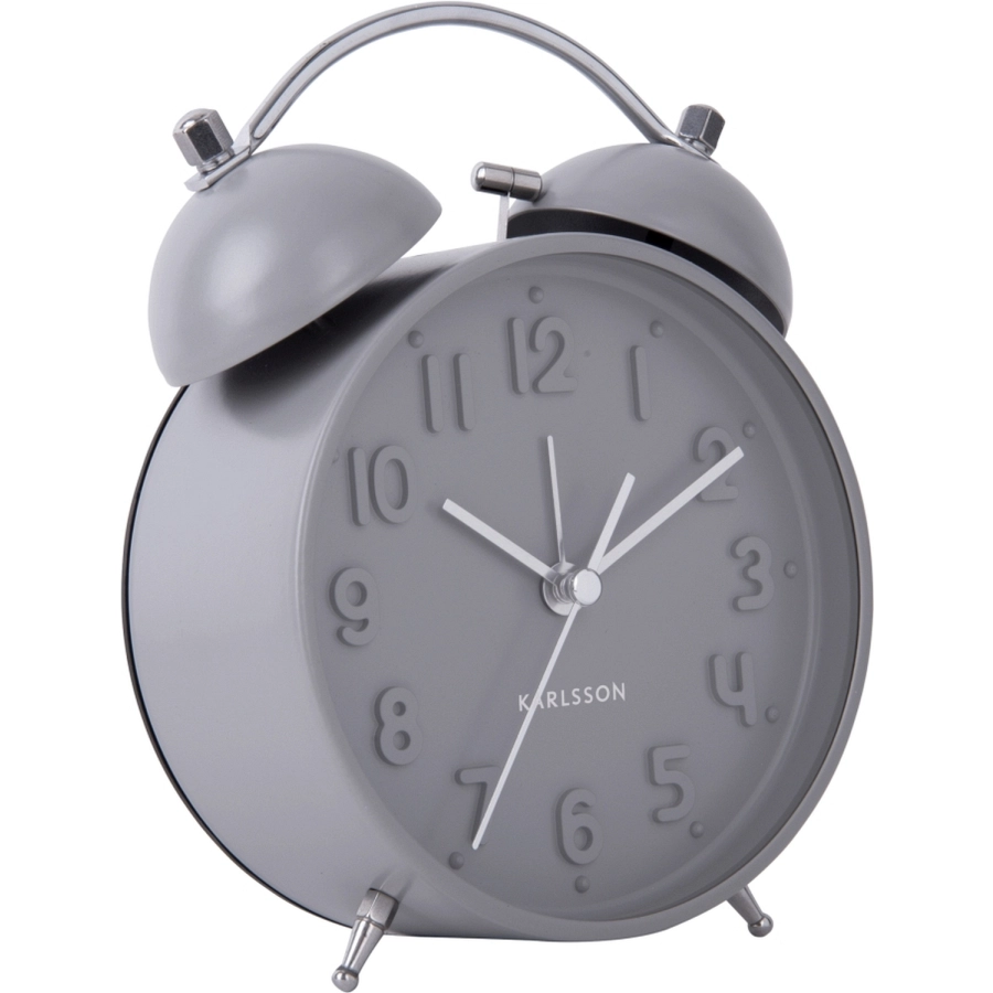 Karlsson Iconic Wecker - matt grey - Ø 11 cm - Tiefe 5,5 cm
