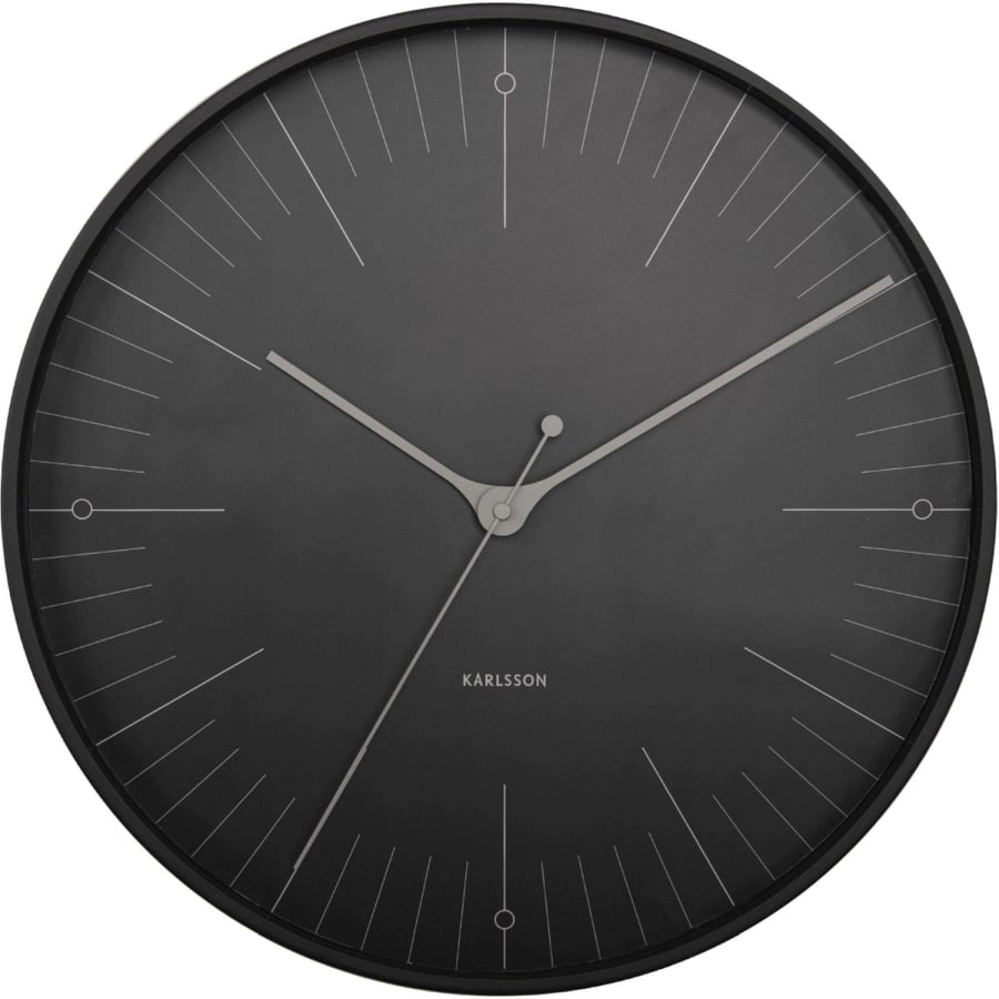 Karlsson Index Wanduhr - black - Ø 40 cm - Tiefe: 4,5 cm