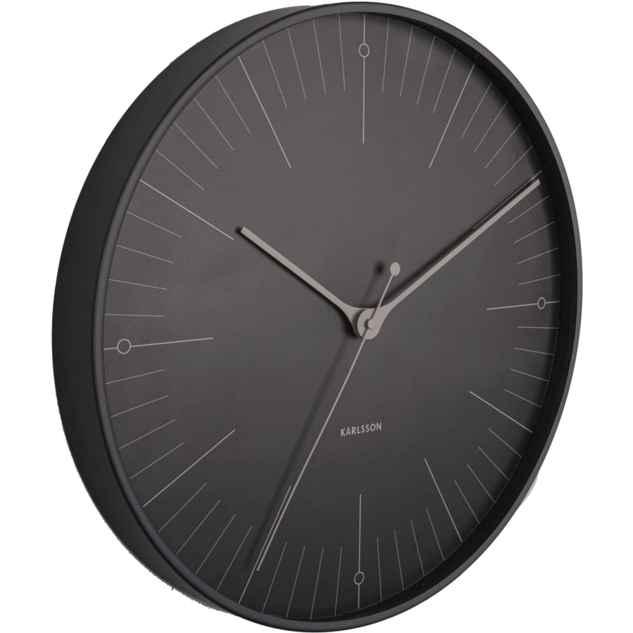 Karlsson Index Wanduhr - black - Ø 40 cm - Tiefe: 4,5 cm