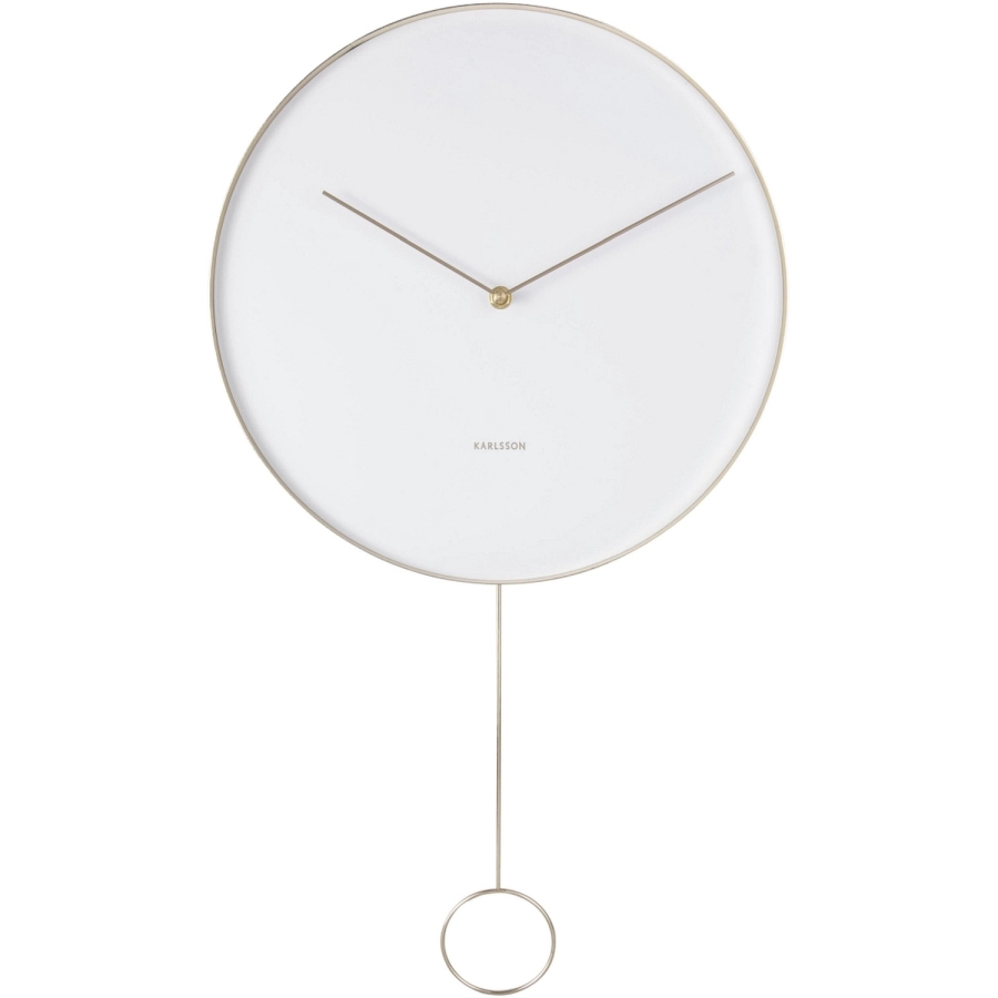Karlsson Pendulum Wanduhr - white - Ø 34 cm - Tiefe: 4 cm - Höhe mit Pendel: 62 cm