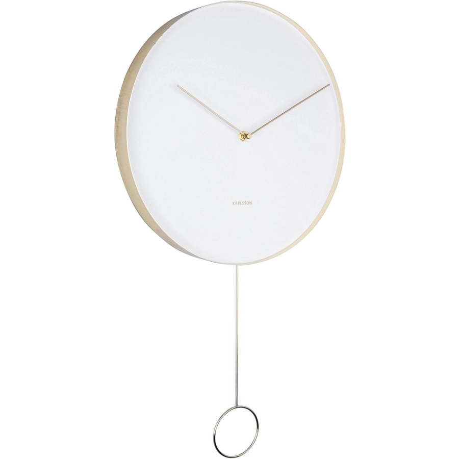 Karlsson Pendulum Wanduhr - white - Ø 34 cm - Tiefe: 4 cm - Höhe mit Pendel: 62 cm