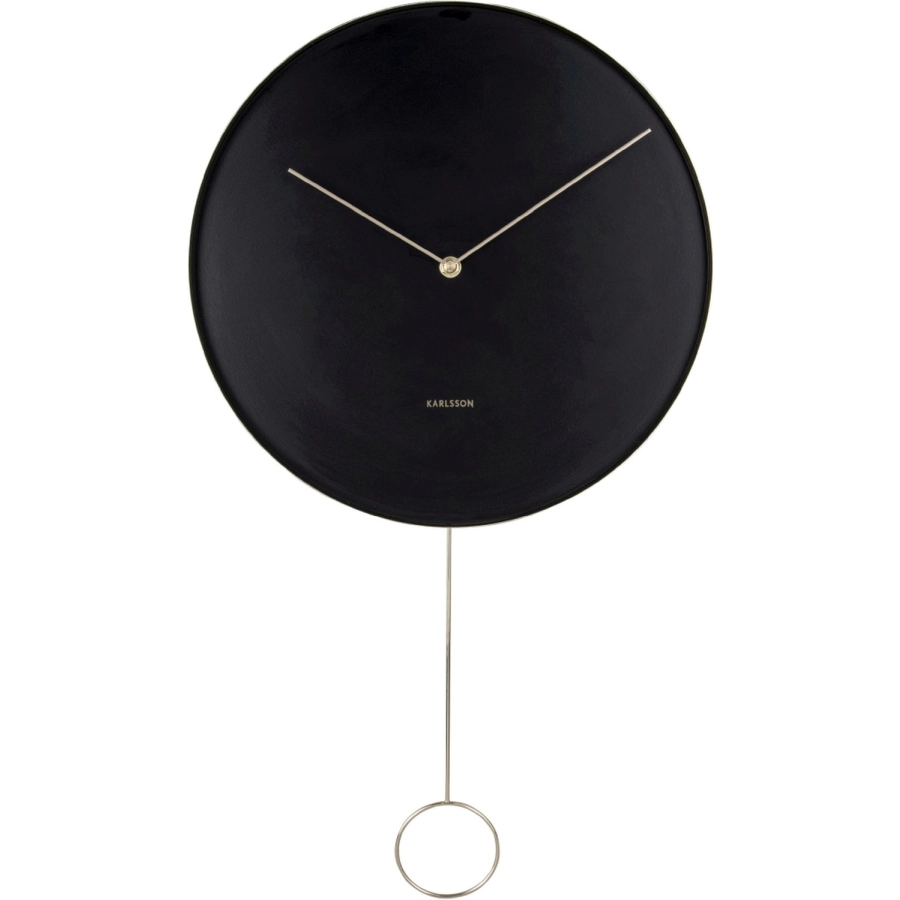 Karlsson Pendulum Wanduhr - black - Ø 34 cm - Tiefe: 4 cm - Höhe mit Pendel: 62 cm