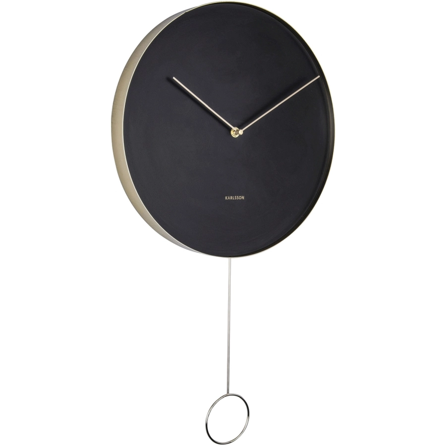 Karlsson Pendulum Wanduhr - black - Ø 34 cm - Tiefe: 4 cm - Höhe mit Pendel: 62 cm