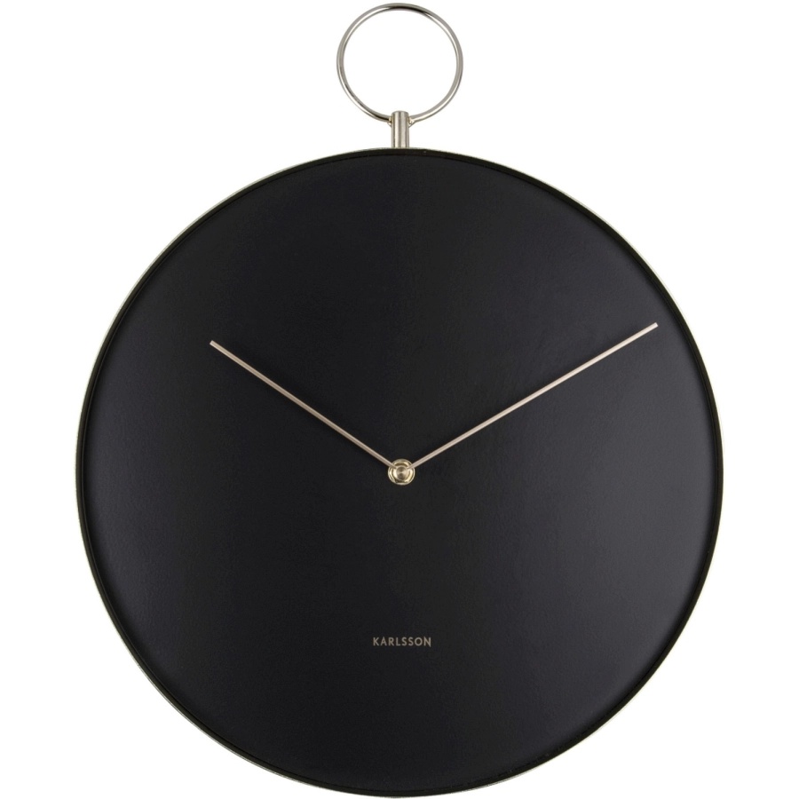 Karlsson Hook Wanduhr - black - Ø 34 cm - Tiefe: 4 cm - Höhe mit Haken: 43 cm