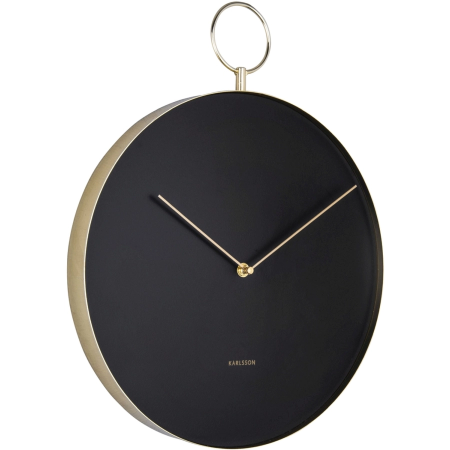 Karlsson Hook Wanduhr - black - Ø 34 cm - Tiefe: 4 cm - Höhe mit Haken: 43 cm