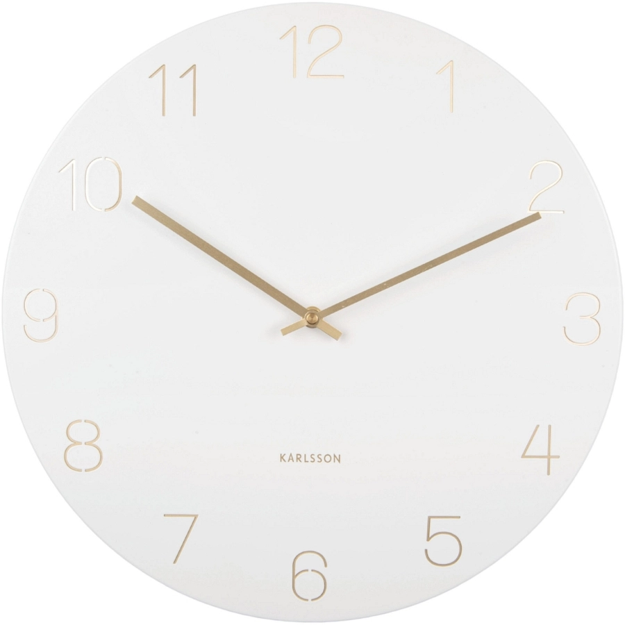 Karlsson Charm Engraved Numbers Wanduhr - white - Ø 40 cm - Tiefe: 3,5 cm