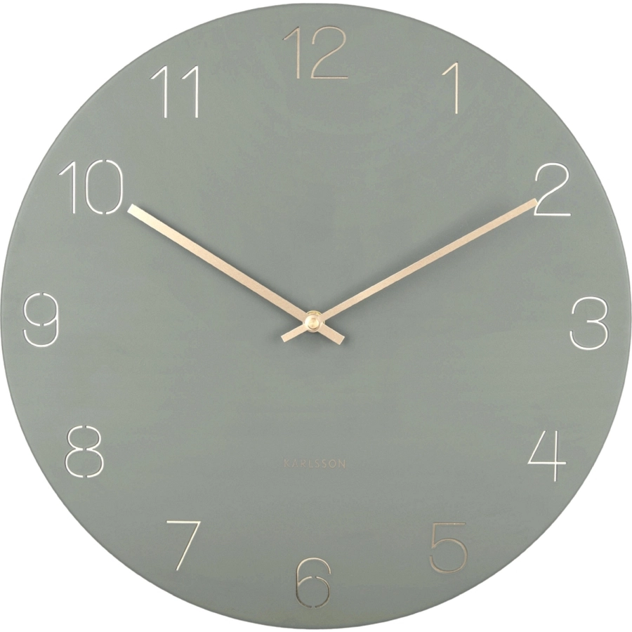 Karlsson Charm Engraved Numbers Wanduhr - jungle green - Ø 40 cm - Tiefe: 3,5 cm
