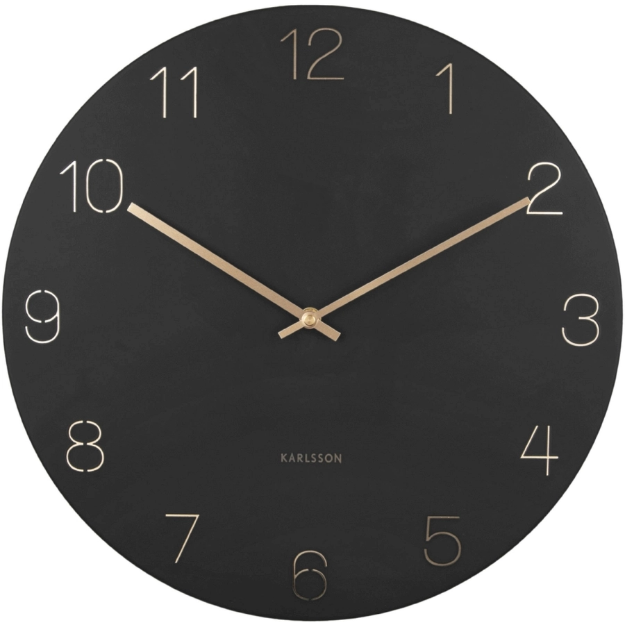Karlsson Charm Engraved Numbers Wanduhr - black - Ø 40 cm - Tiefe: 3,5 cm