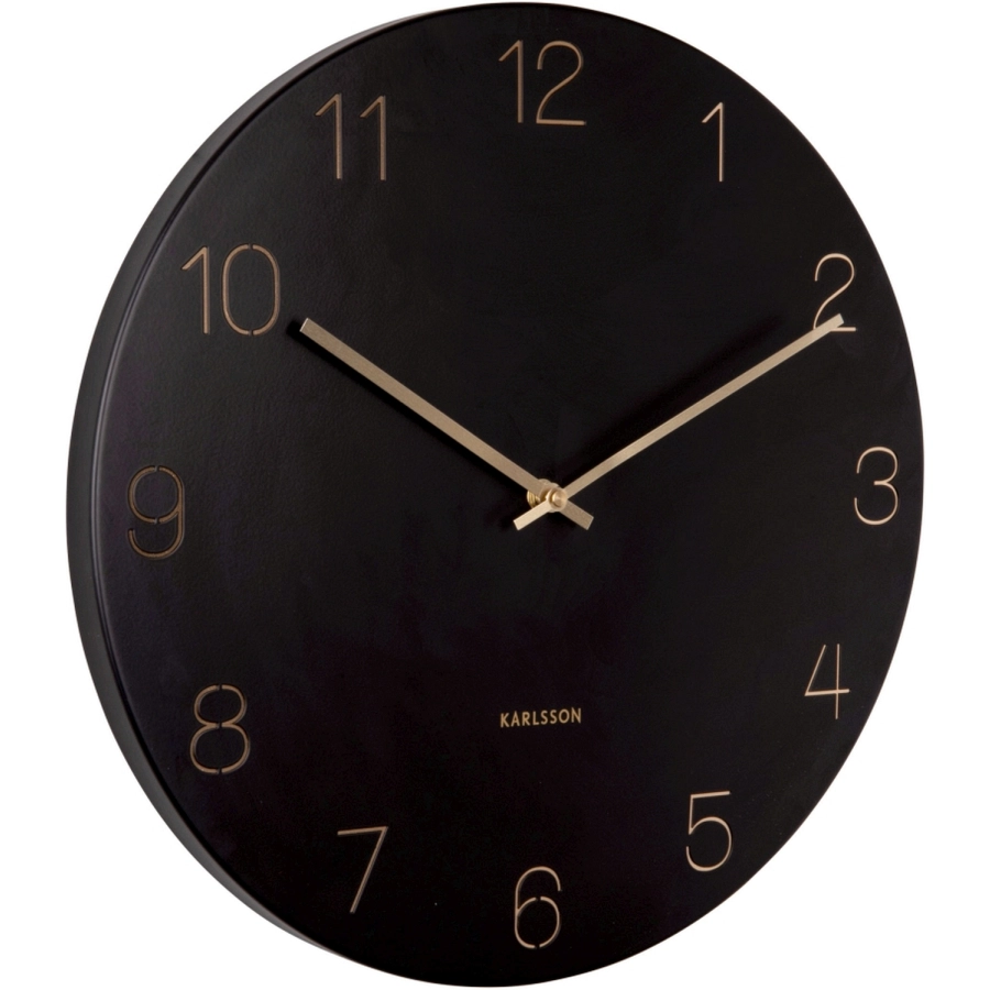 Karlsson Charm Engraved Numbers Wanduhr - black - Ø 40 cm - Tiefe: 3,5 cm