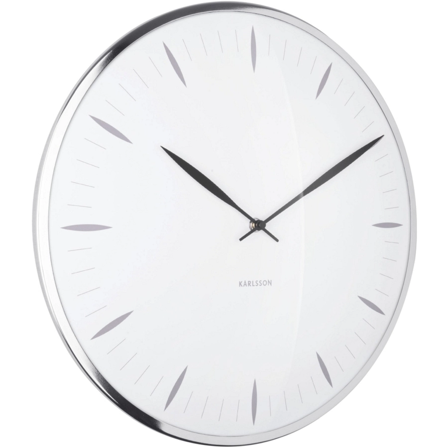 Karlsson Leaf Wanduhr - white - Ø 40 cm - Tiefe: 4 cm