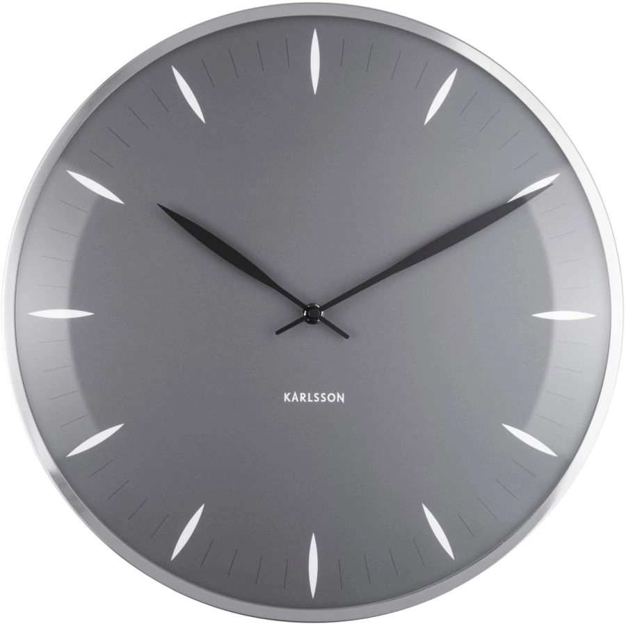 Karlsson Leaf Wanduhr - dark grey - Ø 40 cm - Tiefe: 4 cm