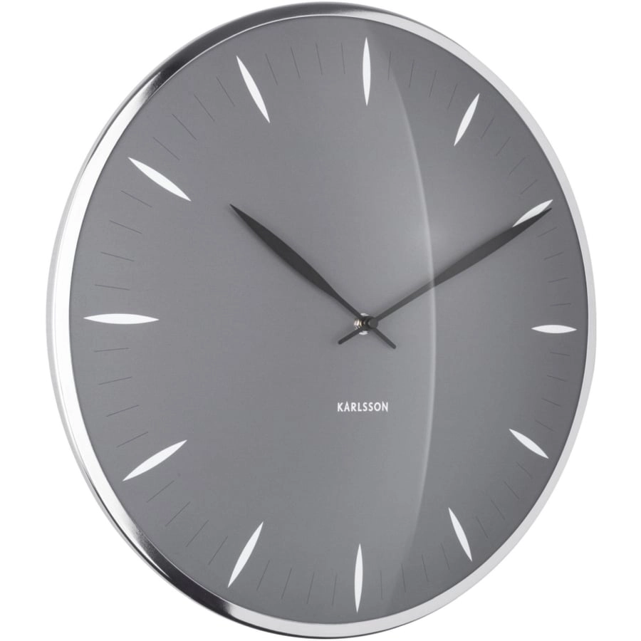 Karlsson Leaf Wanduhr - dark grey - Ø 40 cm - Tiefe: 4 cm