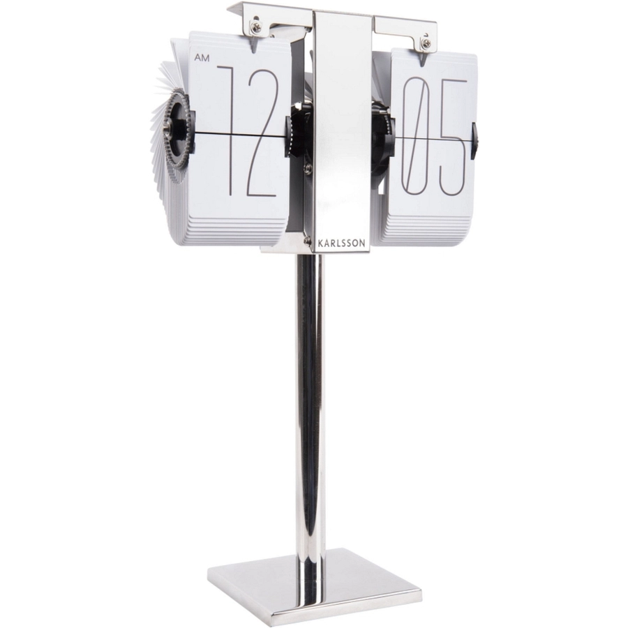 Karlsson Flip Clock No Case Mini Uhr - white/chrome - 20,5 x 35 x 10 cm