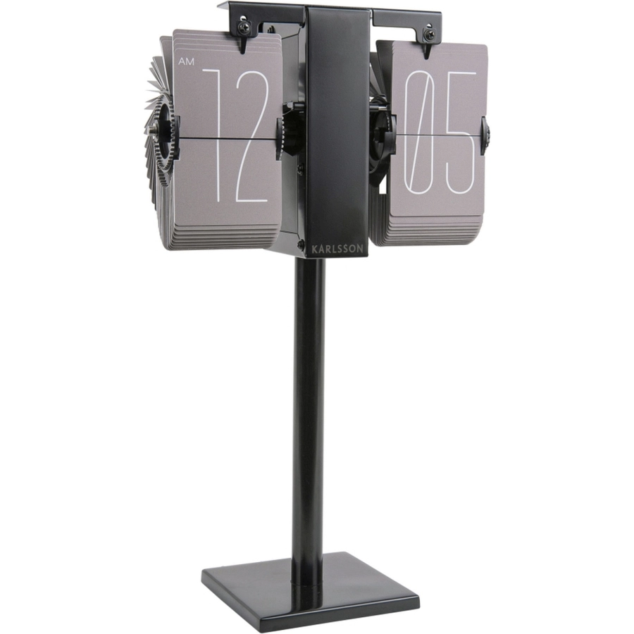Karlsson Flip Clock No Case Mini Uhr - warm grey/black - 20,5 x 35 x 10 cm