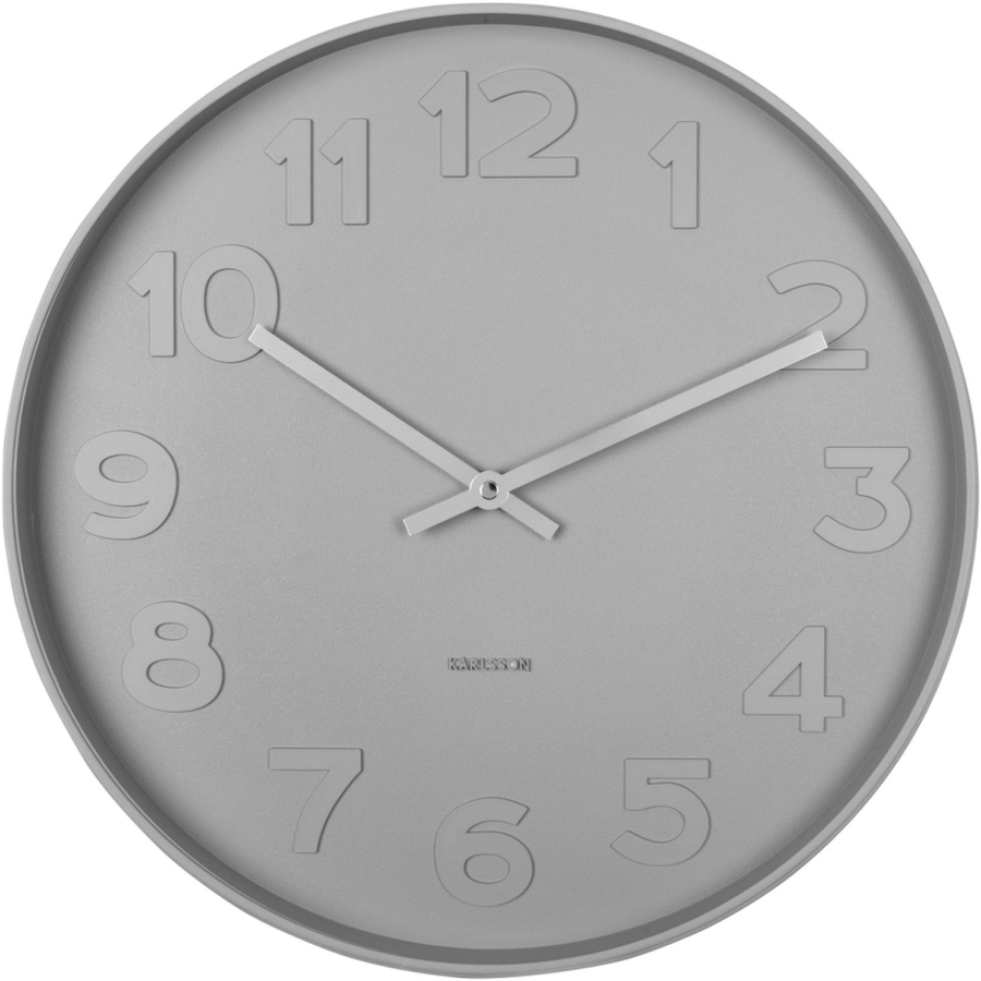 Karlsson Mr. Grey Numbers Wanduhr - warm grey - Ø 37,5 cm - Tiefe 6 cm