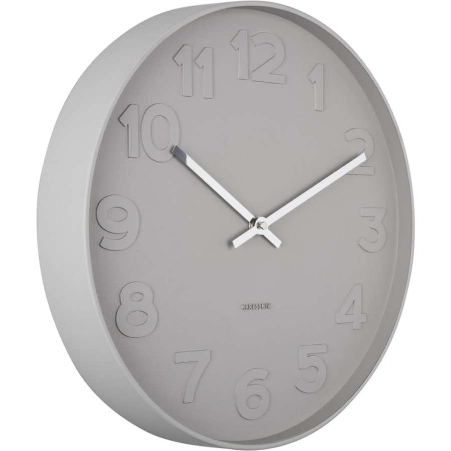 Karlsson Mr. Grey Numbers Wanduhr - warm grey - Ø 37,5 cm - Tiefe 6 cm