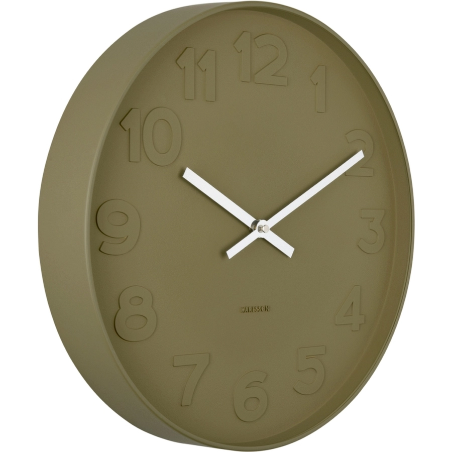 Karlsson Mr. Green Numbers Wanduhr - moss green - Ø 37,5 cm - Tiefe 6 cm
