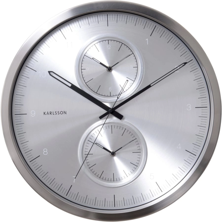 Karlsson Multiple Time Wanduhr - aluminium brushed - Ø 50 cm