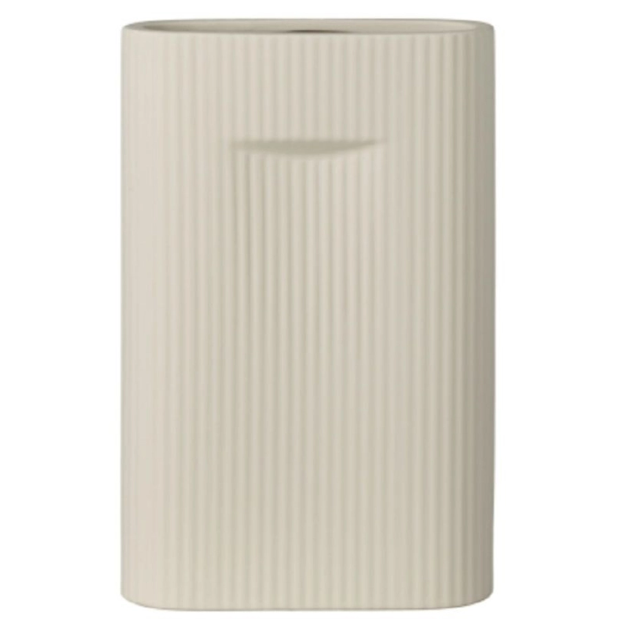 House Nordic Grooves Vase - grey - 6,5 x 16,5 x 26 cm
