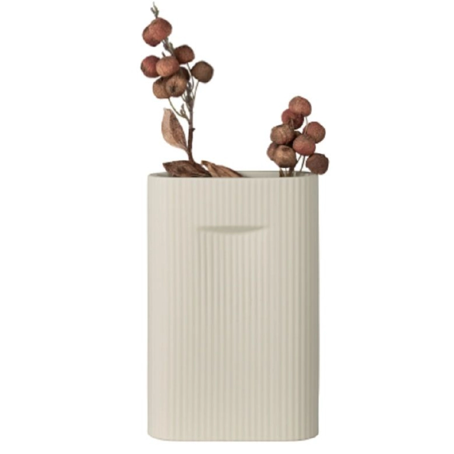 House Nordic Grooves Vase - grey - 6,5 x 16,5 x 26 cm