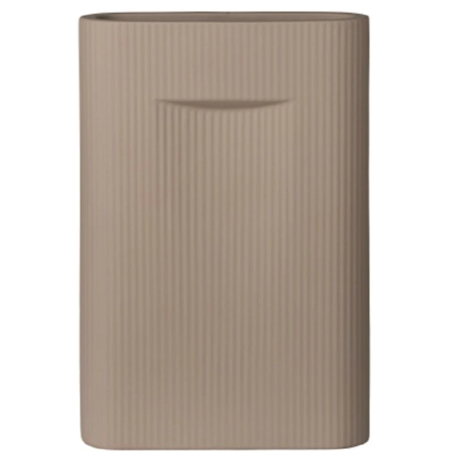 House Nordic Grooves Vase - brown - 8,5 x 24 x 35,5 cm