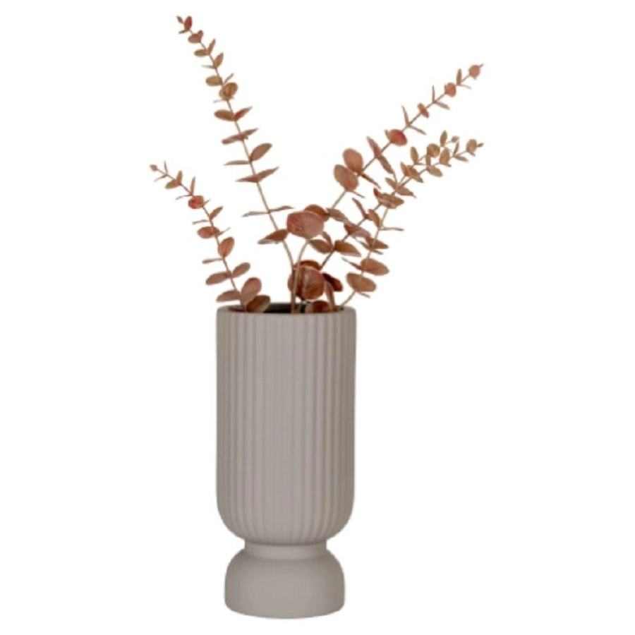 House Nordic Grooves Vase mit Fuß - grey - 12 x 12 x 25,5 cm