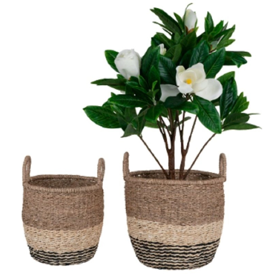 House Nordic Lima Aufbewahrungskorb - 2er-Set - nature/brown/black - 2er-Set: Korb 1: Ø 28 cm - 33x28 cm, Korb 2: Ø 31 cm - 33x28 cm
