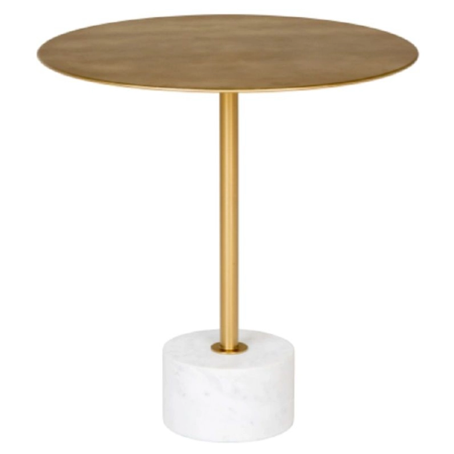 House Nordic Lecco Beistelltisch - brass/marble - 51 x 51 x 52 cm