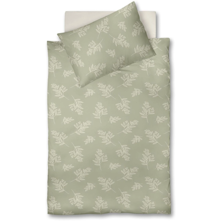 fleuresse Lech Bettwäsche-Set aus Jacquard-Flanell - salbei - 135x200 / 80x80 cm