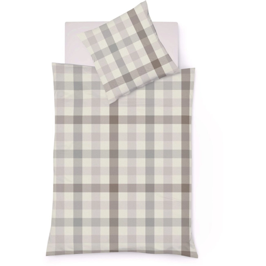 fleuresse Lech Bettwäsche-Set aus Flanell - silber - 135x200 / 80x80 cm