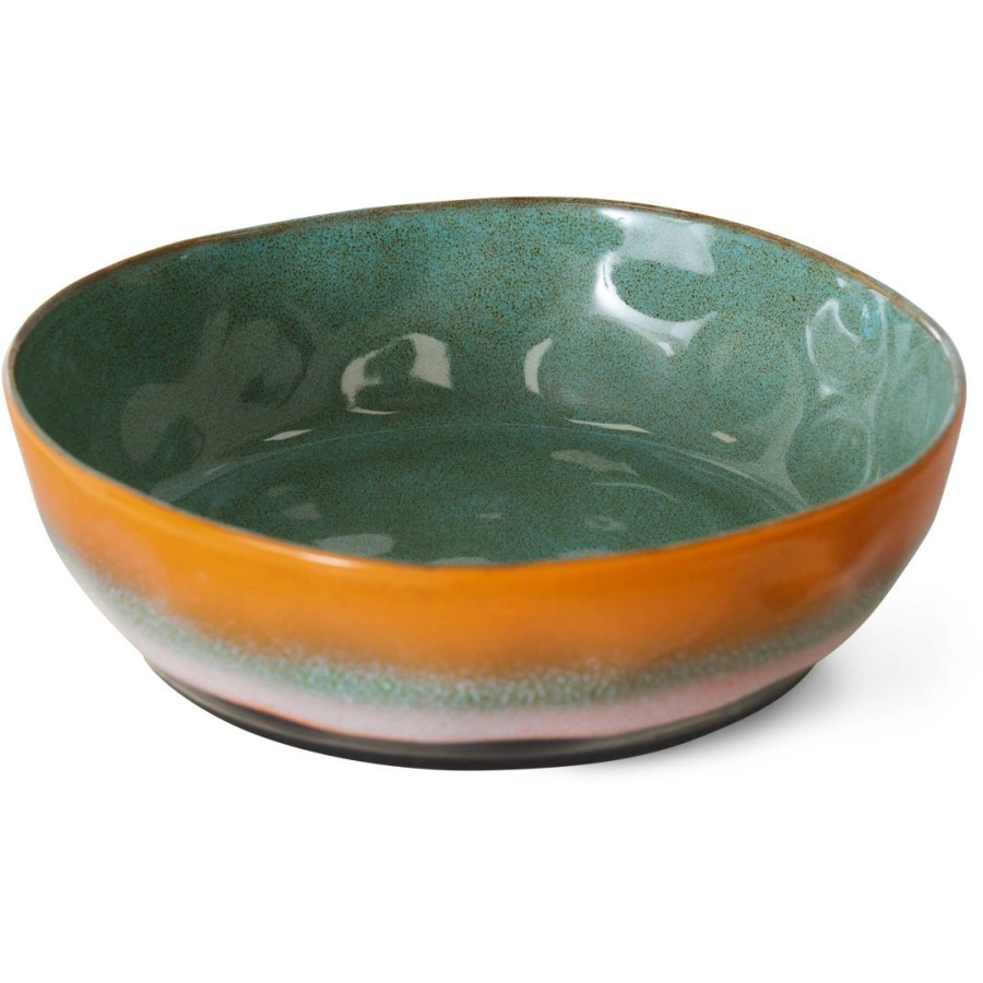 HK living 70's Ceramics Pasta Teller - 2er Set - golden - 2er-Set: 800 ml - Ø 19,5 cm - 19,5x19,5x5,2 cm
