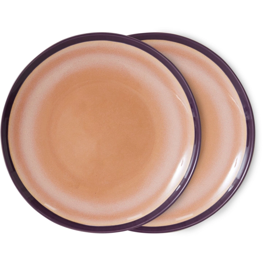 HK living 70's Ceramic Dinner Teller 2er-Set - bedrock - 2er-Set Ø 29 cm - Höhe 2 cm