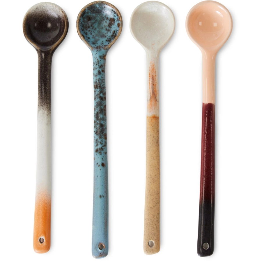 HK living 70s Ceramics Löffel L - 4er-Set - breeze - 4er-Set à 16,5x3x1 cm