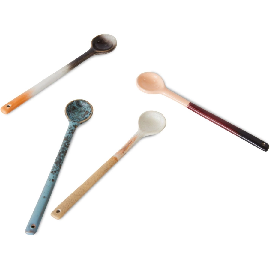 HK living 70s Ceramics Löffel L - 4er-Set - breeze - 4er-Set à 16,5x3x1 cm
