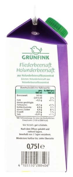 Grünfink Fliederbeersaft Holunderbeersaft