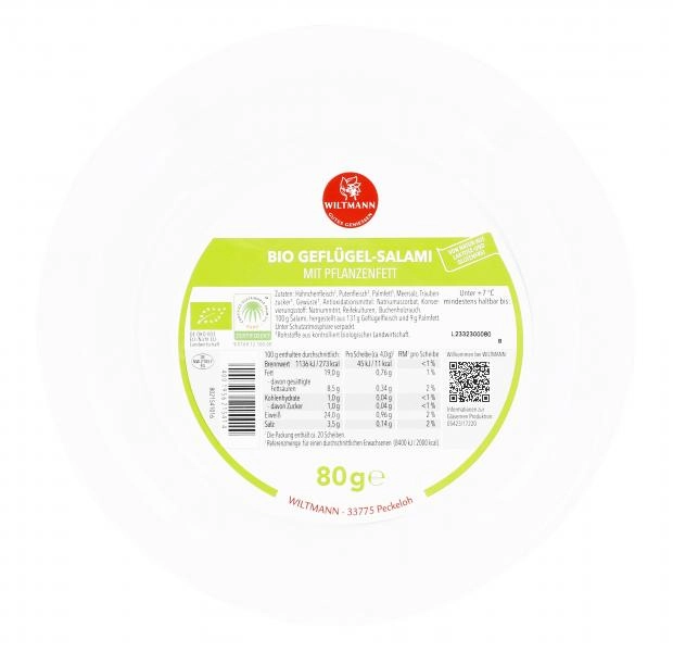 Wiltmann Bio Geflügel Salami