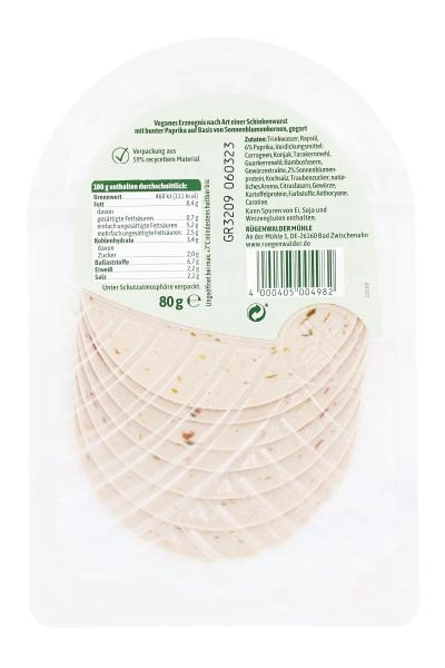 Rügenwalder Mühle Veganer Schinken Spicker mit bunter Paprika