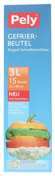 Pely Gefrierbeutel Doppel-Schnell-Verschluss 3 Liter