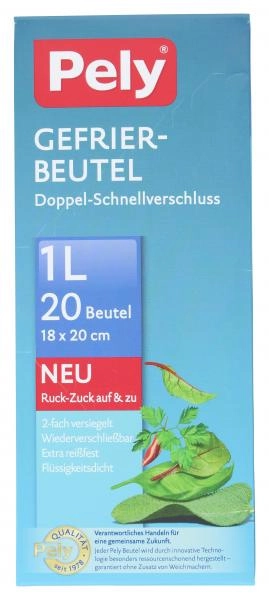 Pely Gefrierbeutel Doppel-Schnell-Verschluss 1 Liter