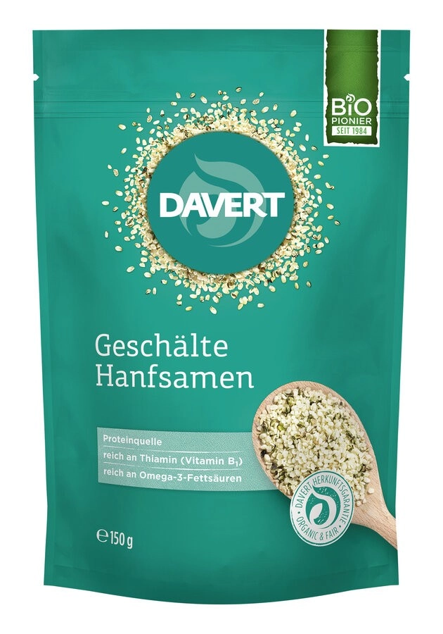 Davert Geschälte Hanfsamen, 150 gr Packung