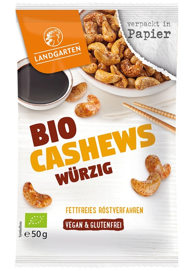 Landgarten Cashews würzig, 50 gr Beutel