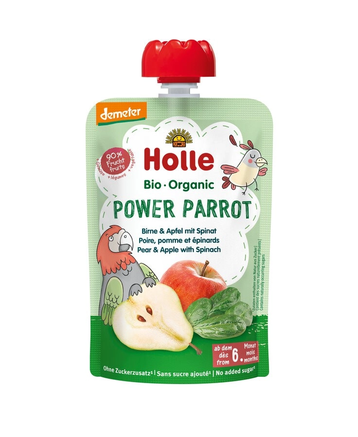 Holle Power Parrot Birne & Apfel mit Spinat, 100 g