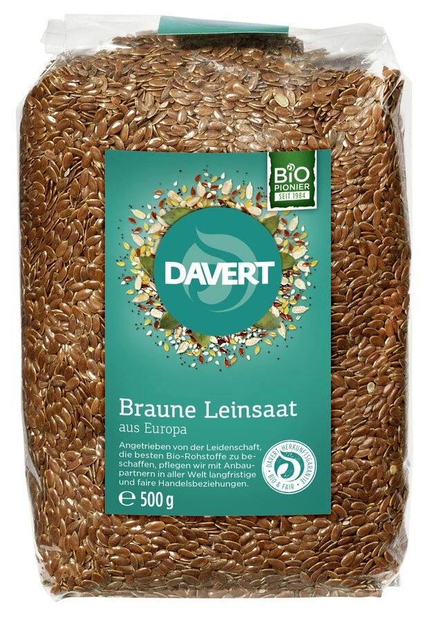 Davert Leinsaat braun, 500 gr Packung