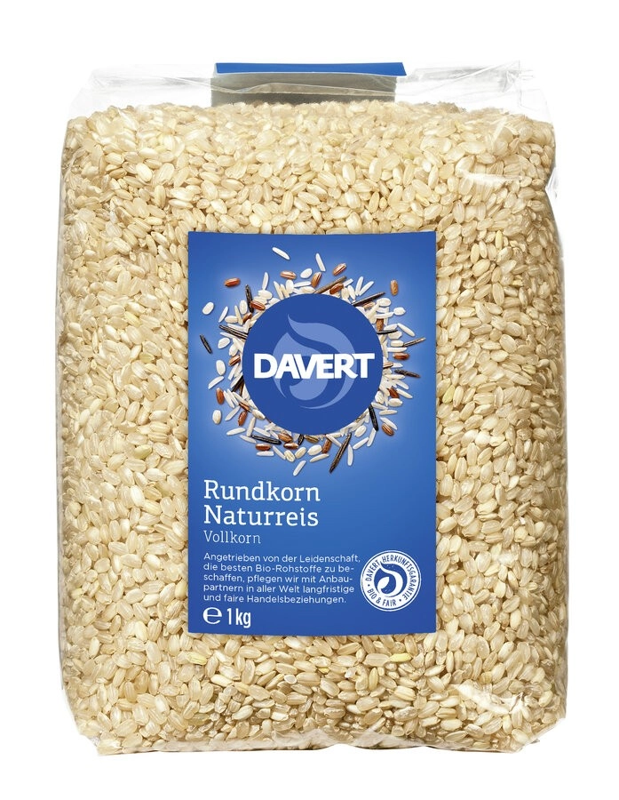 Davert Naturreis Rundkorn, -Vollkorn- 1 kg Packung