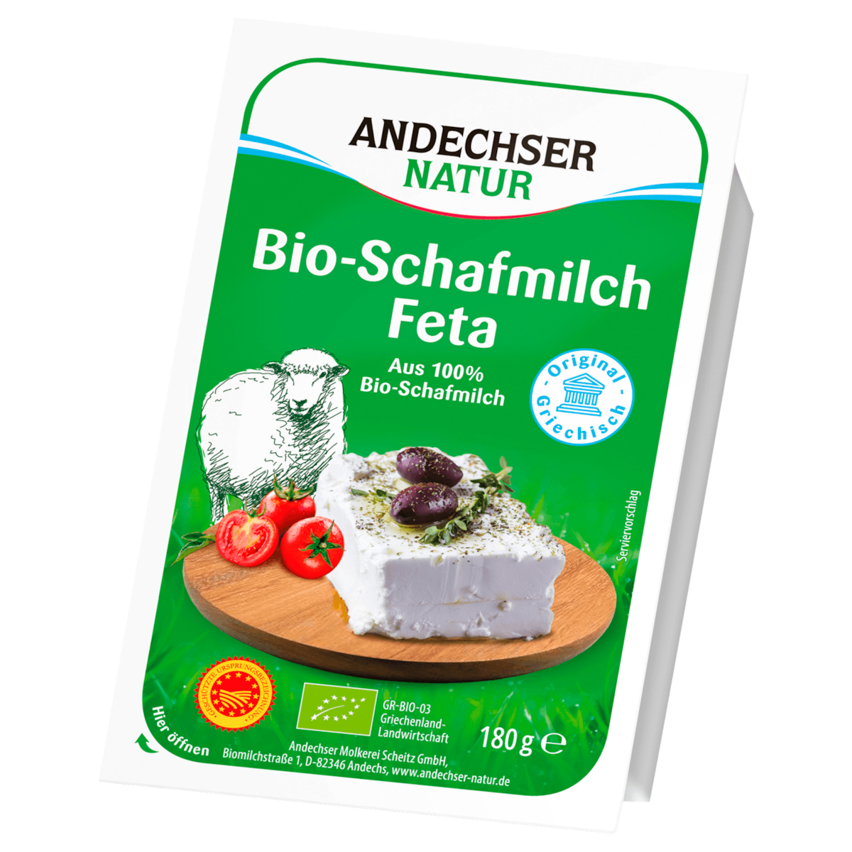 Andechser Natur Schafsmilchfeta, 180 g Packung