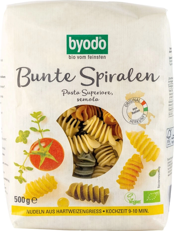 byodo Bunte Spiralen, 500 gr Packung -hell-